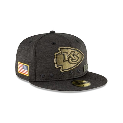 Black Kansas City Chiefs Hat - New Era NFL Salute To Service 59FIFTY Fitted Caps USA2857036